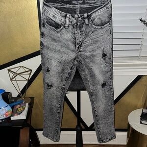 Men's Distressed Skinny Jeans in Gray
